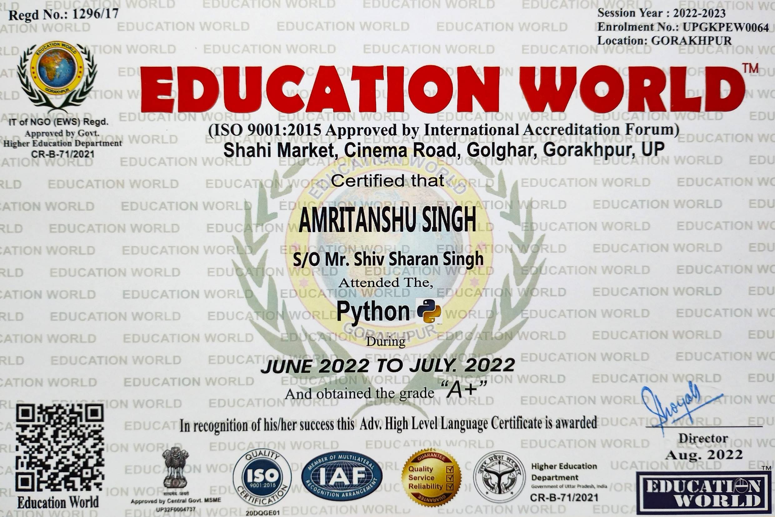 Certificate Title 1